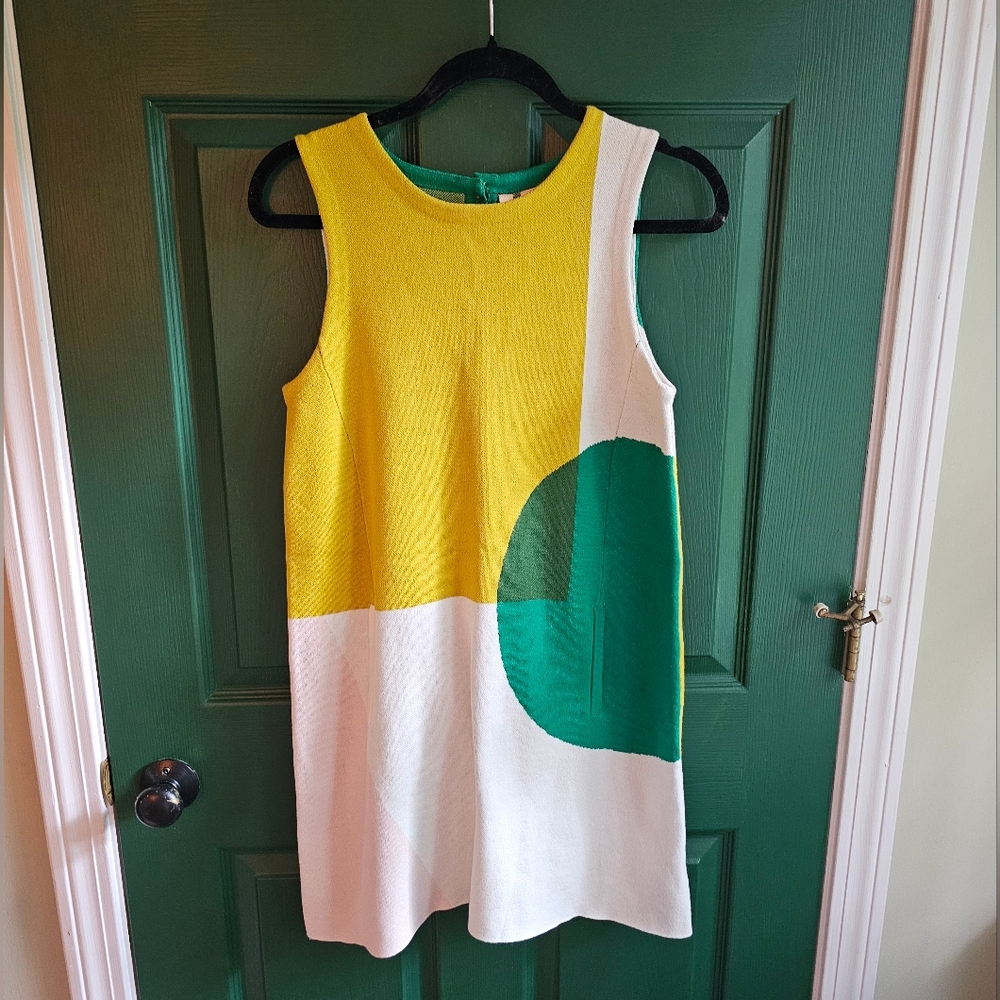 Anthropologie Moth Sweater Short Sleeve Mini Dress White Green Size S